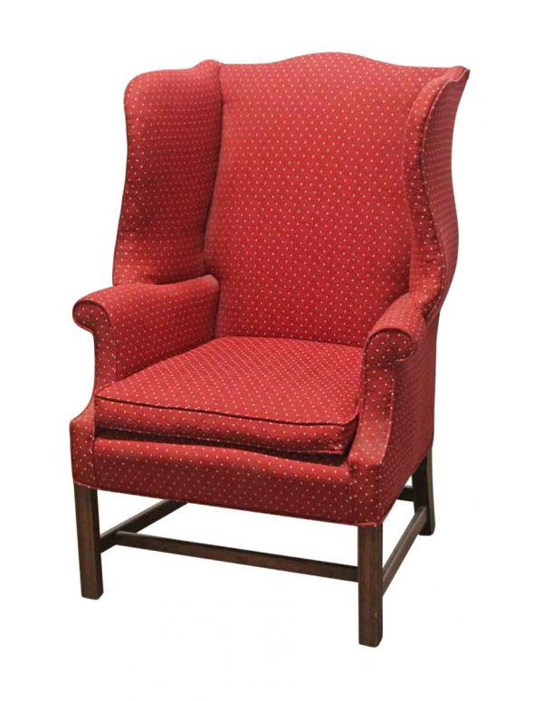Living Room - Vintage Red Wing Back Stuffed Arm Chair