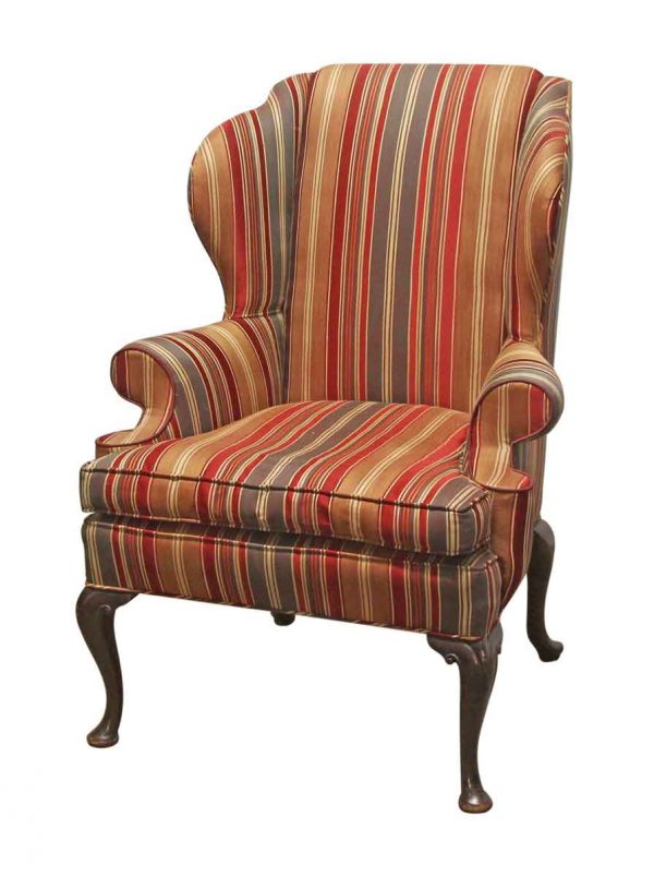 Living Room - Vintage Striped Wing Back Arm Chair