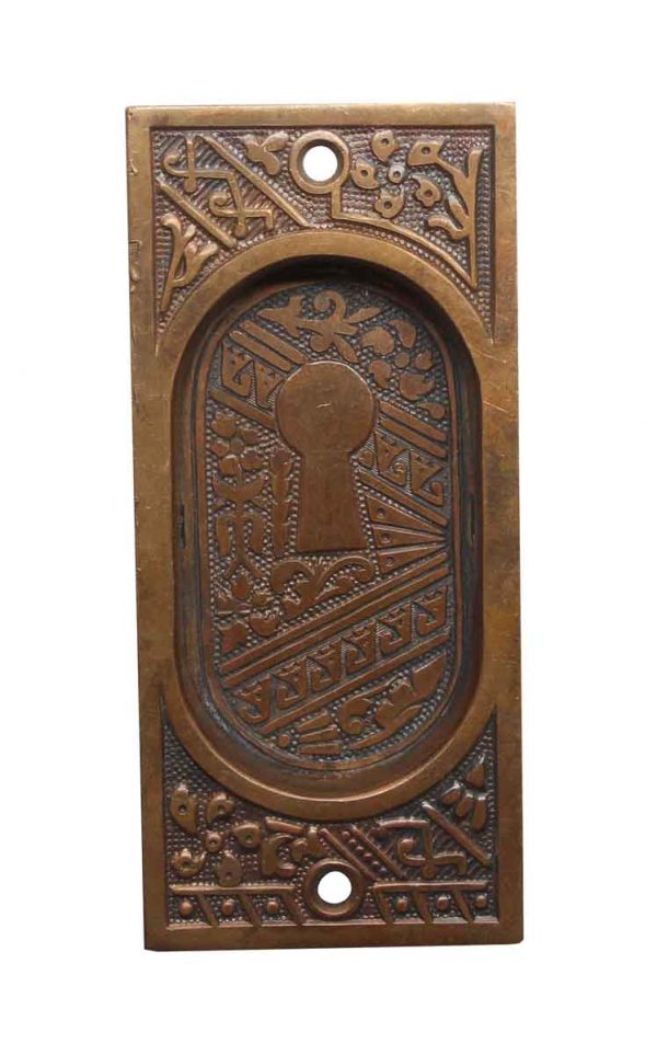 Pocket Door Hardware - Antique Vernacular Bronze Pocket Door Plate