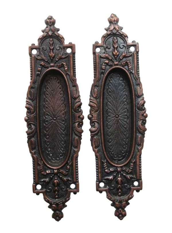 Pocket Door Hardware - Pair of Cast Iron Arabian Pocket Door Plates