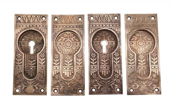 Pocket Door Hardware - Set of 4 Bronze Aesthetic Pocket Door Plates