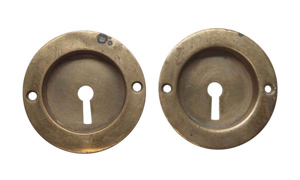 Pocket Door Hardware - Vintage Pair of Brass Round Pocket Door Plates