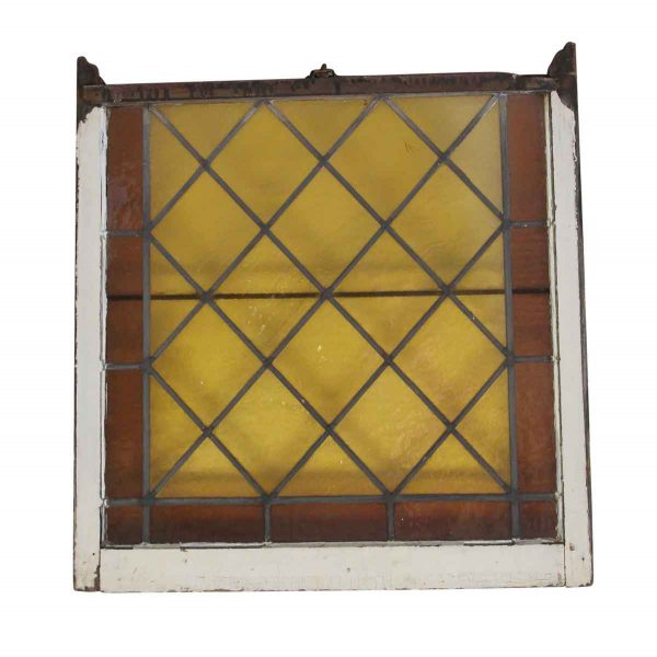 Stained Glass - Antique 38.5 x 36 Amber Stained Glass Window