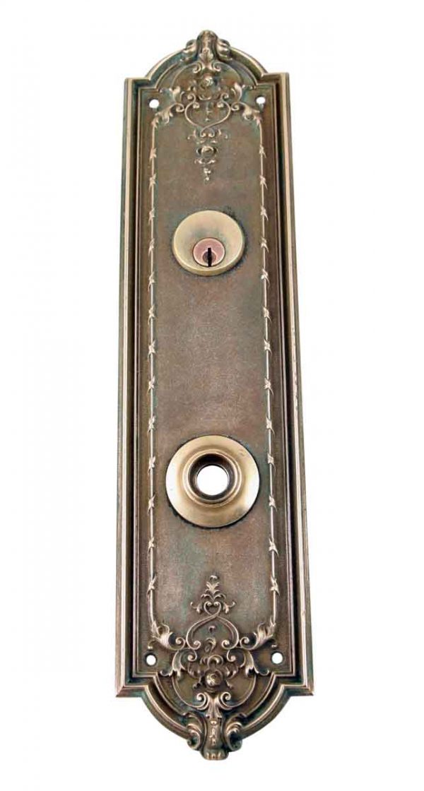 Back Plates - 14 in. French Renaissance Reading Brass Door Back Plate