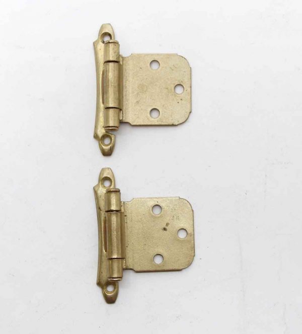 Cabinet & Furniture Hinges - Pair of Brass Plated Face Mount 2.25 x 2.75 Cabinet Hinges