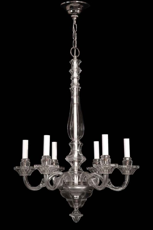 Chandeliers - 1930s Antique Baccarat Style Crystal 6 Arm Chandelier
