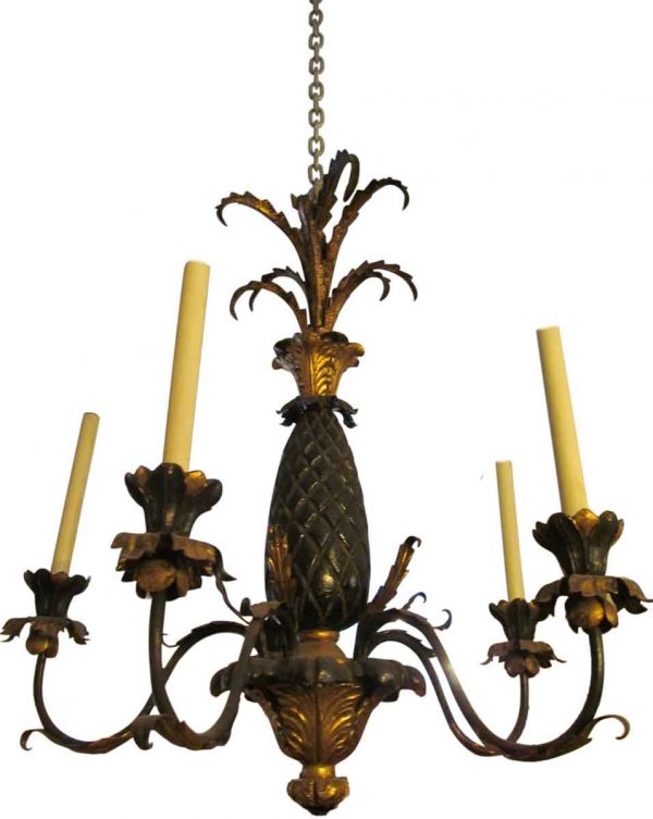 Chandeliers - Antique Black & Gold French Style 5 Arm Chandelier