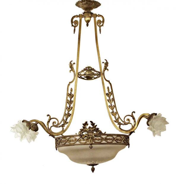 Chandeliers - Antique Bronze Chandelier with 4 Frosted Glass Shades