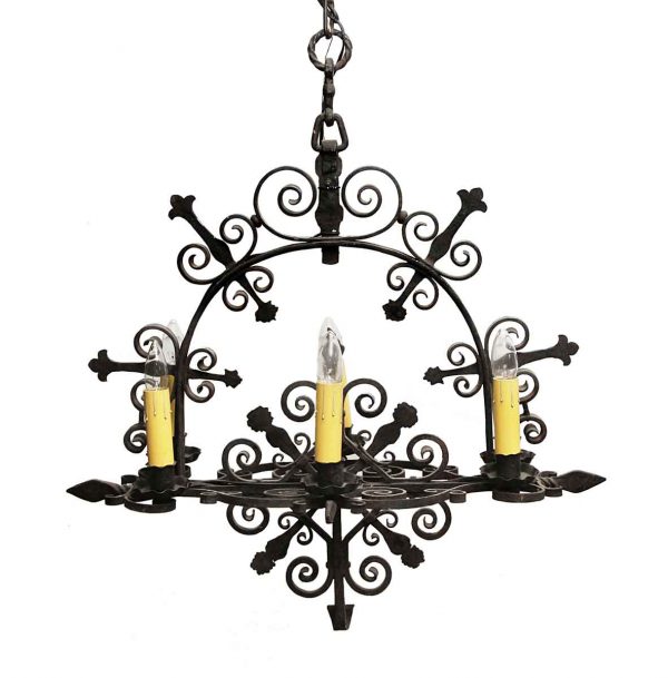 Chandeliers - Antique Colonial Forged Iron 6 Light Chandelier