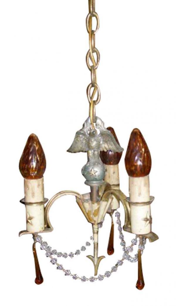 Chandeliers - Antique Federal 3 Arm Chandelier With Eagle Motif