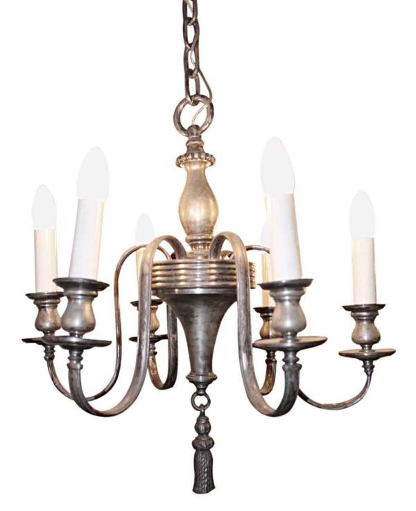 Chandeliers - Antique Federal Silver Plated 6 Light Chandelier