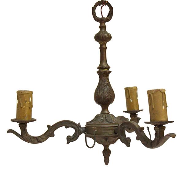 Chandeliers - Antique French 3 Arm Brass Chandelier