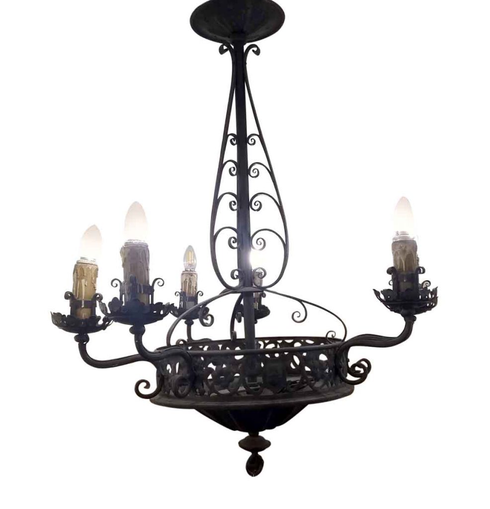 French 6 Arm Wrought Iron Chandelier | Olde Good Things