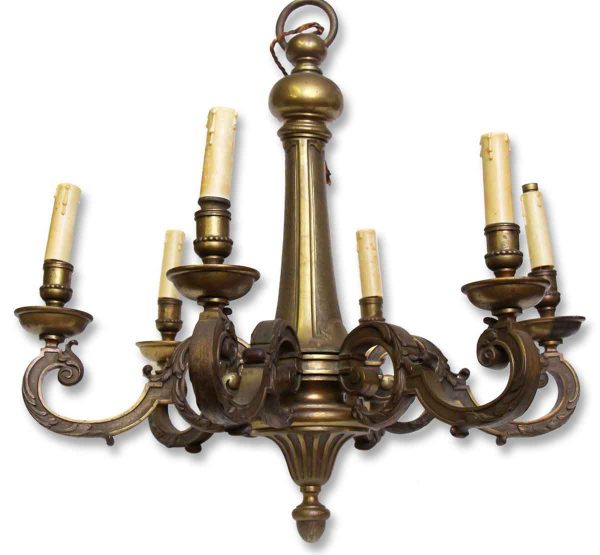 Chandeliers - Antique French 6 Light Heavy Bronze Chandelier