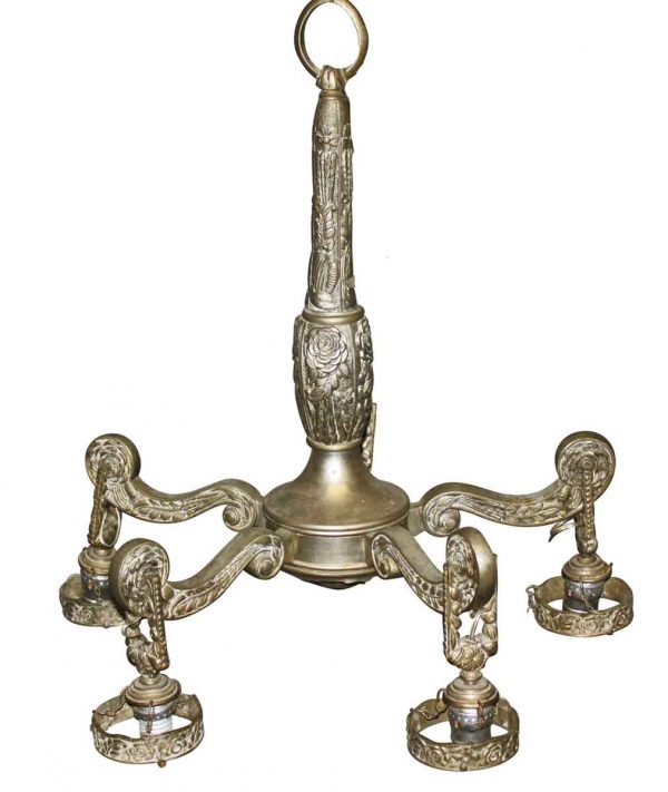 Chandeliers - Antique Nickel Over Cast Bronze French Art Deco Chandelier