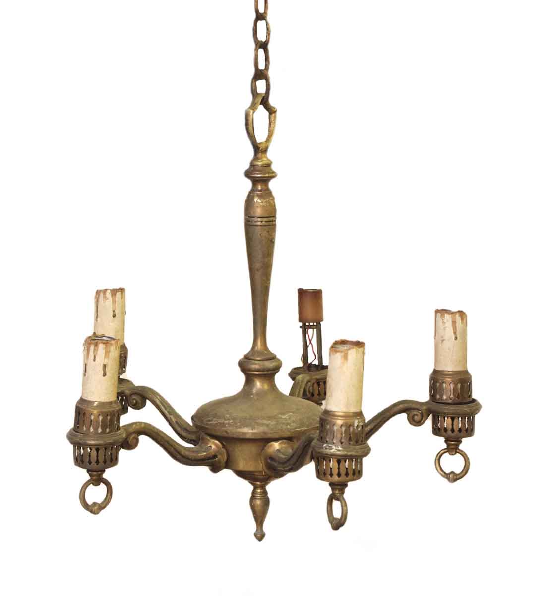 Traditional Brass 5 Light Ceiling Chandelier Fit With or Without Chain