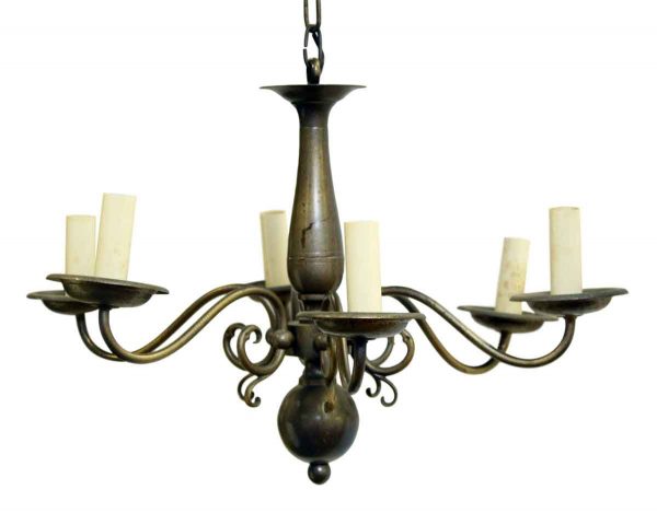 Chandeliers - Colonial Style 6 Arm Pewter Finish Chandelier