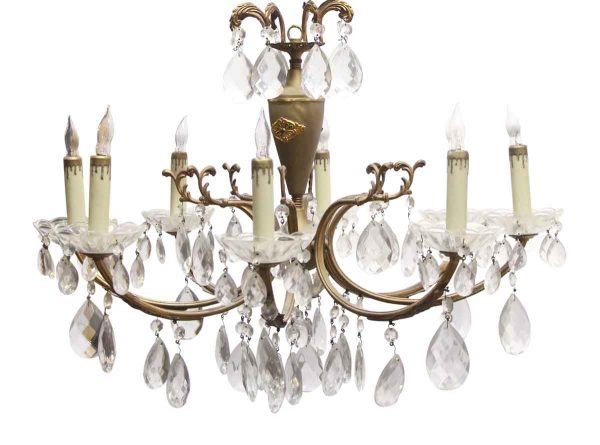 Chandeliers - French Crystal & Brass 8 Arm Chandelier