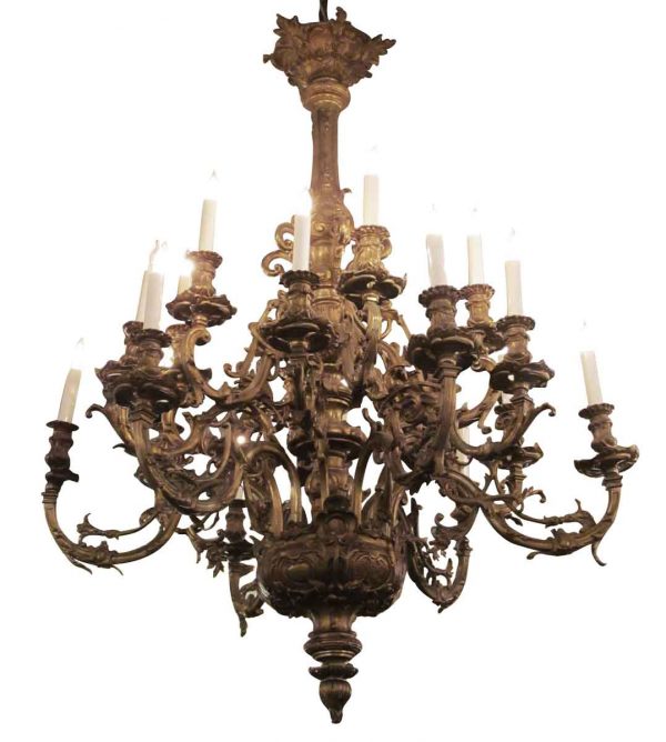 Chandeliers - Grand 18 Arm Antique Gilded French Bronze Chandelier