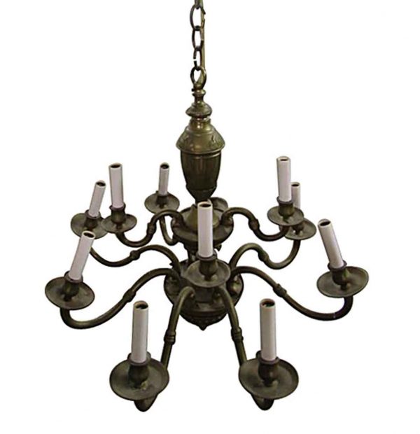 Chandeliers - Traditional Patina Brass 10 Arm Chandelier