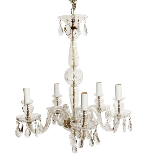 Chandeliers - Traditional Restored Crystal 5 Arm Chandelier