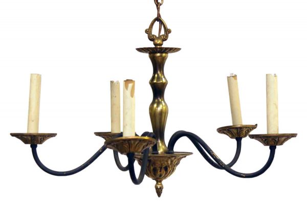 Chandeliers - Victorian 5 Arm Brass Ornate Chandelier with Black Arms