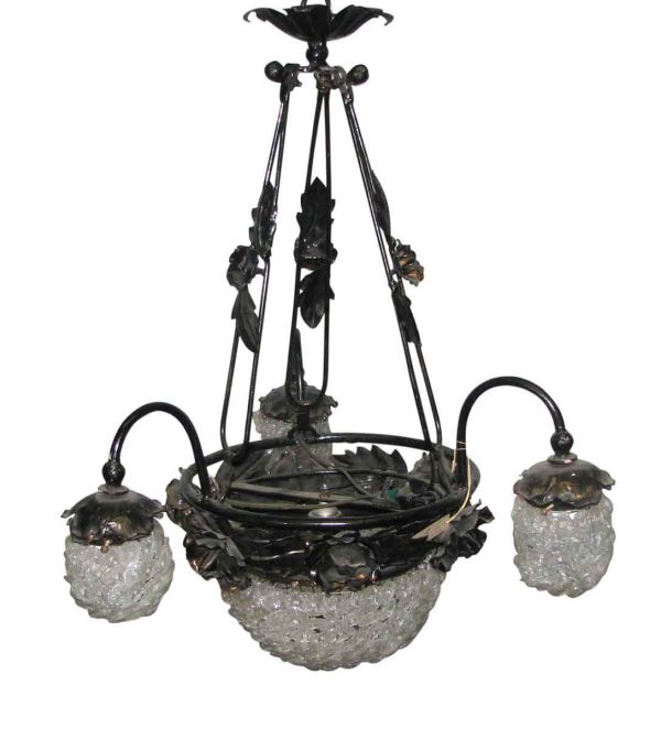 Chandeliers - Vintage French Floral Iron Beaded Chandelier