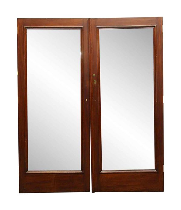 Closet Doors - Vintage Wood Double Mirror Closet Doors 76.375 x 63.25