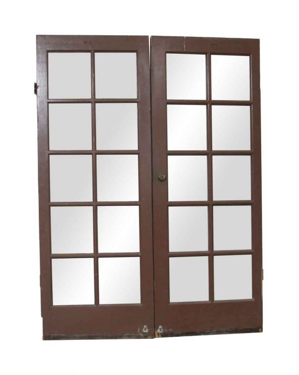 French Doors - Antique 10 Lite Swinging French Double Doors 80 x 59.625