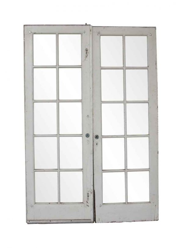 French Doors - Antique White 10 Lite Double French Doors 82.5 x 56