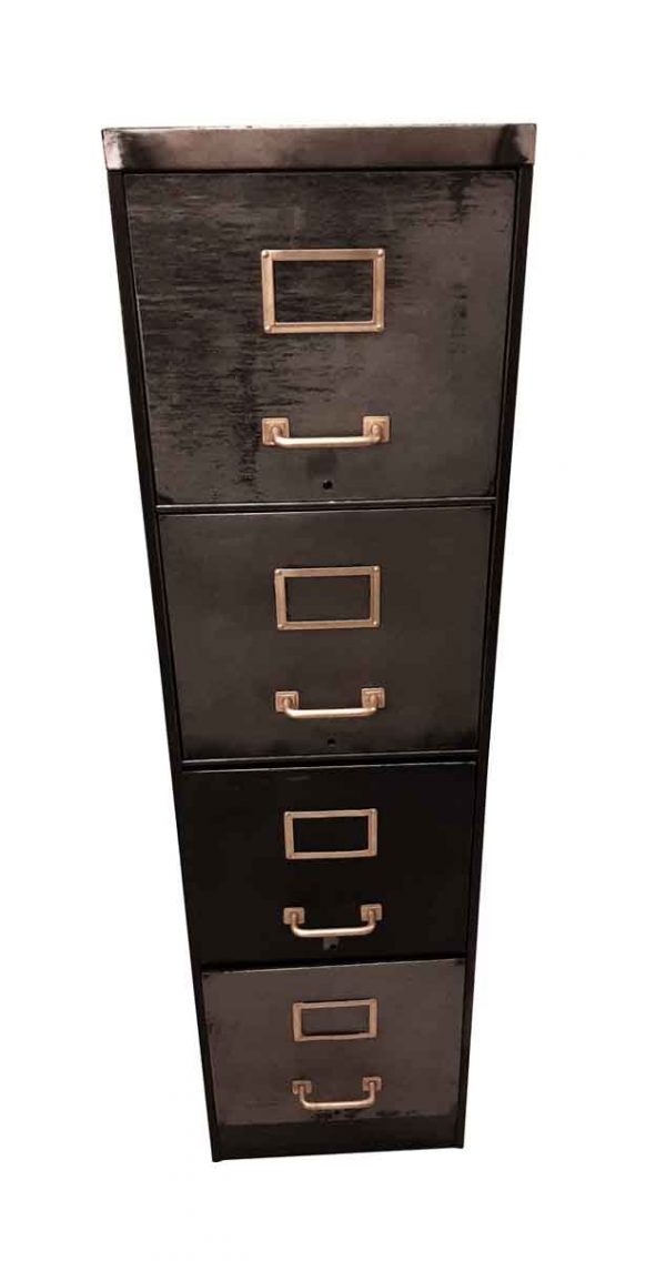 Office Furniture - Vintage Steel Filing Cabinet with Brass Handles