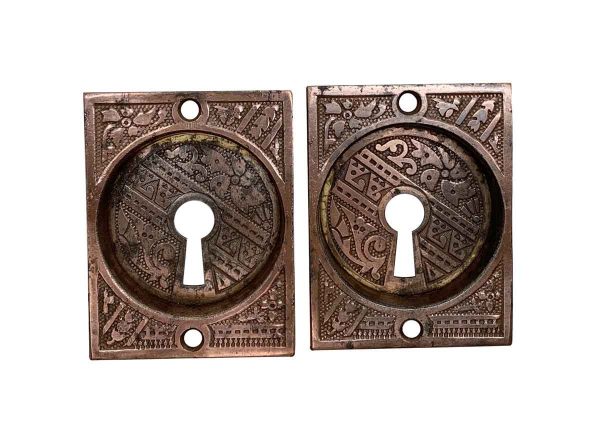 Pocket Door Hardware - Aesthetic Pair of Pocket Door Pulls with Copper Plating