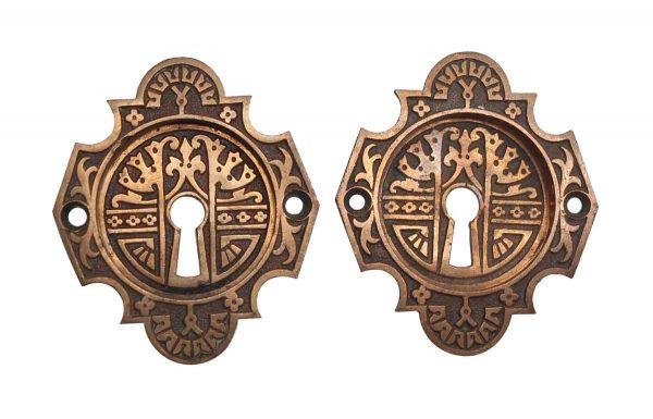 Pocket Door Hardware - Pair of Aesthetic Bronze Pocket Door Plates