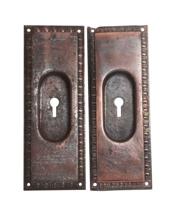 Pocket Door Hardware - Traditional Egg & Dart Steel Keyhole Pocket Door Plates
