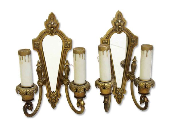 Sconces & Wall Lighting - 1920s French Regency Gold Over Bronze Mirrored Sconces