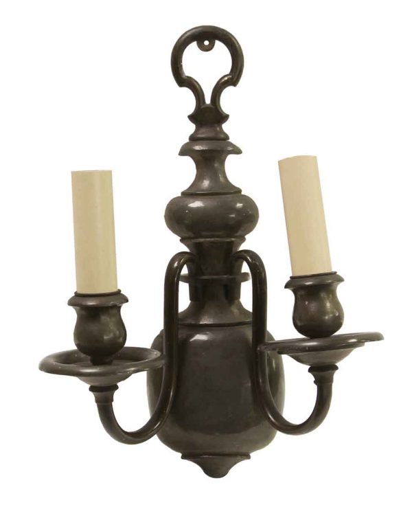 Sconces & Wall Lighting - Colonial Style Dark Finish Brass 2 Arm Wall Sconce