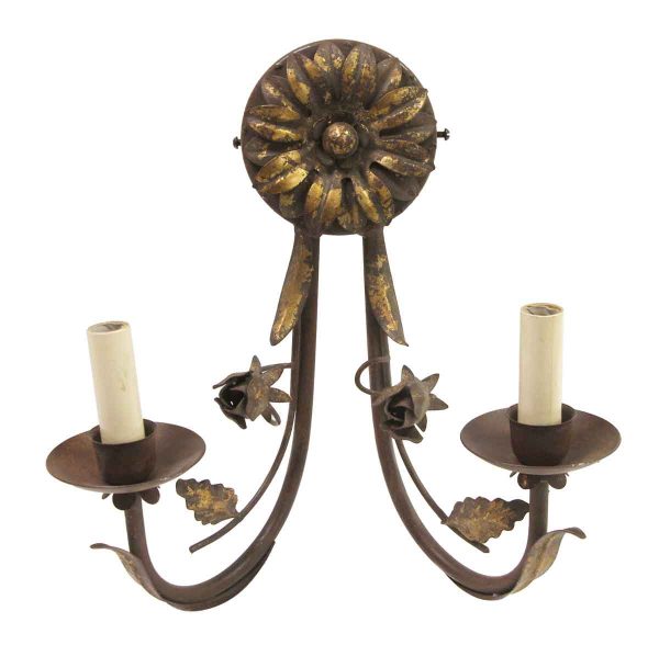 Sconces & Wall Lighting - French Style 2 Arm Wrought Iron Floral Wall Sconce