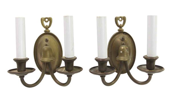 Sconces & Wall Lighting - Pair of Traditional Antique Brass 2 Arm Wall Sconces