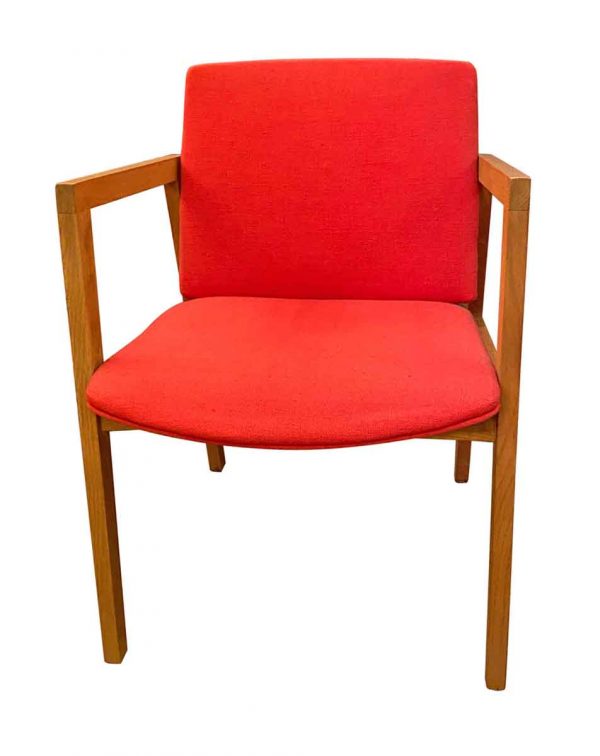 Seating - Mid Century Red Upholstered Oak Chair