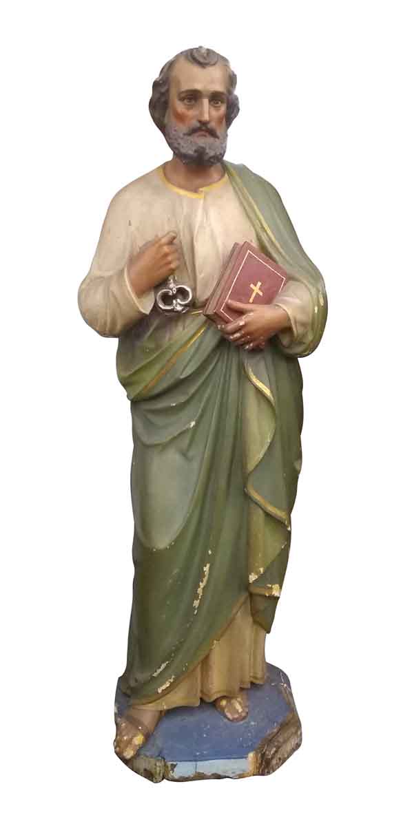 Statues & Fountains - Carved Wood Saint Peter Statue