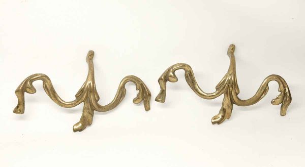 Applique - Pair of Draped Ribbons Polished Brass Appliques