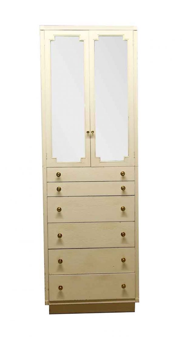 Bedroom - Art Deco Style White Wooden Tall Storage Cabinet