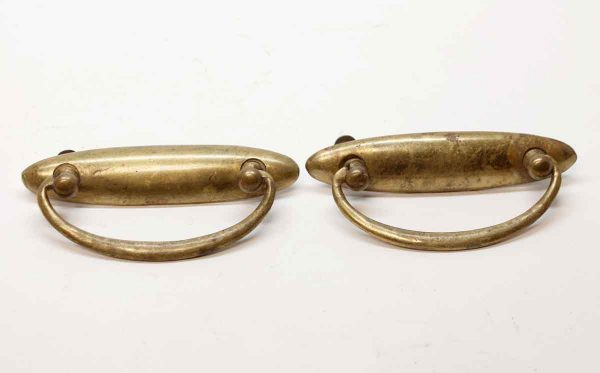 Cabinet & Furniture Pulls - Vintage Oval Back Brass Pair of Bail Pulls