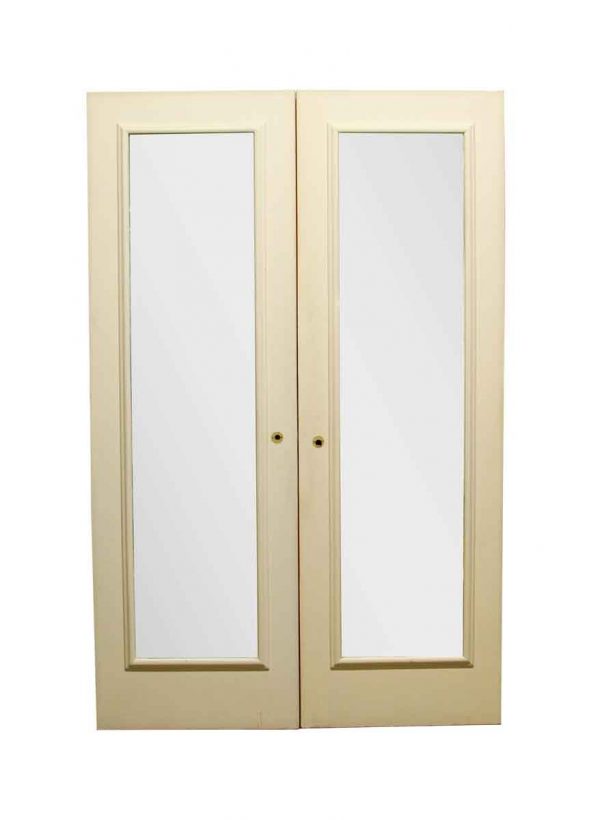 Closet Doors - Vintage Mirrored Wood Double Doors 80 x 51.5
