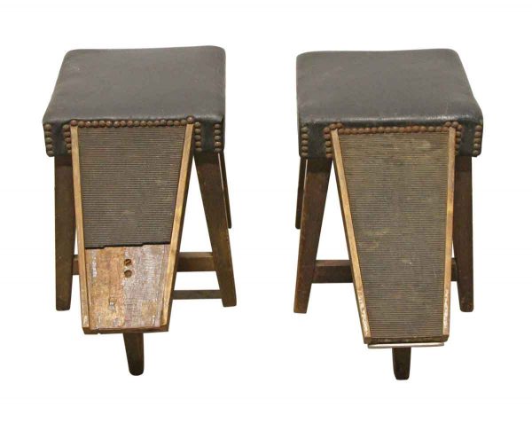 Commercial Furniture - Pair of Vintage Studded Shoe Shine Stands