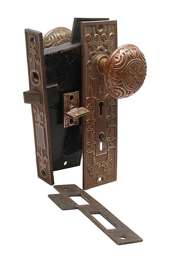 Door Knob Sets - Antique Mallory Wheeler Entry Bronze Door Knob Set