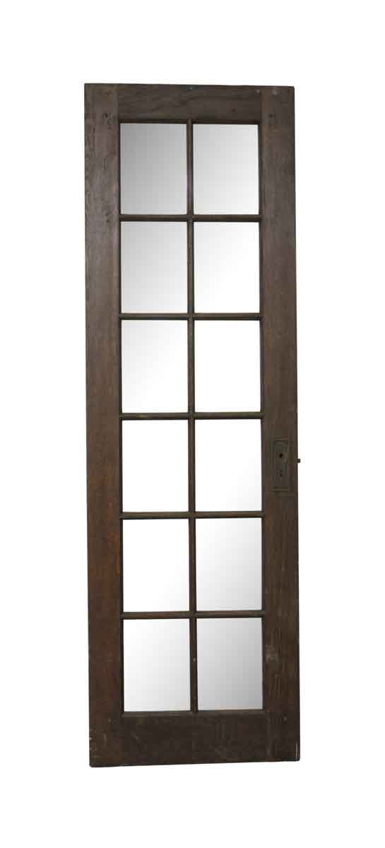 French Doors - Vintage 12 Lite Dark Wood French Door 89.125 x 28