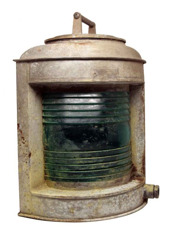 Nautical Lighting - Old Perko Nautical Lantern with Teal Glass