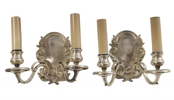 Sconces & Wall Lighting - Pair of Traditional Silvered Sconces