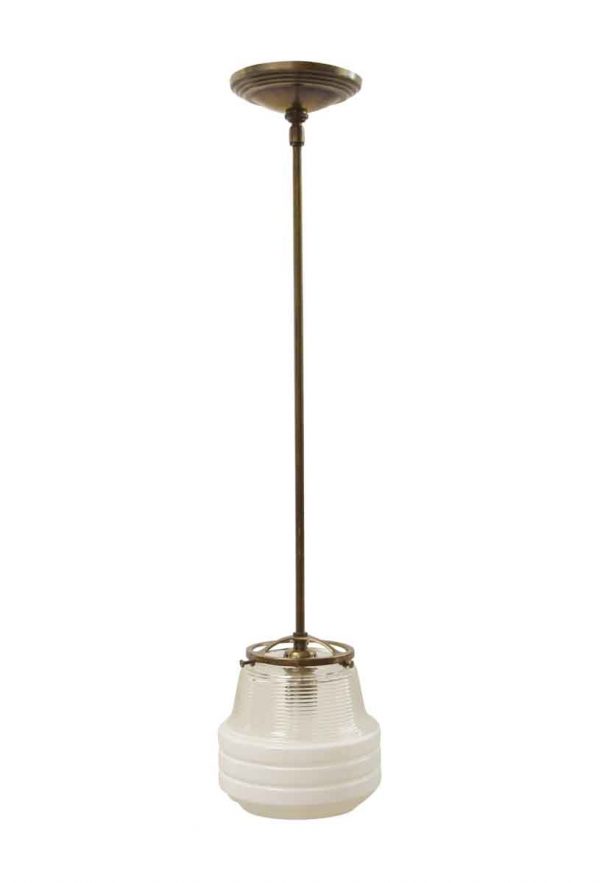 Globes - 1950s 6.5 in. Glass Globe Brass Pole Pendant Light